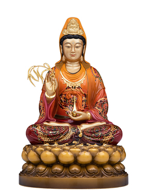 中式铜琉璃彩观世音菩萨佛像摆件