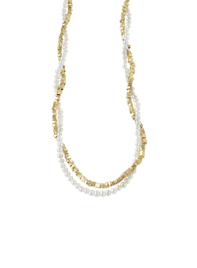 海蓝蓝双层叠戴碎银子珍珠项链