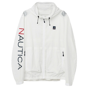 NAUTICA/诺帝卡男装春季休闲字母撞色防轻泼水连帽夹克外套JS1198