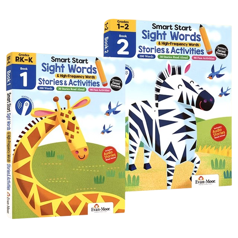 点读版Evan-Moor Smart Start Sight Words&High Frequency Words 1-2美国教辅英语高频词绘本 儿童幼儿园小学练习册 英文原版进口