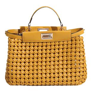 手工编织小猫包方形斜挎包欧美时尚休闲单肩包网红款女包包手提包