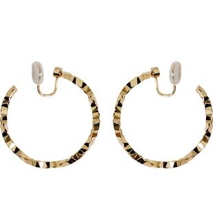 无洞欧美风扭曲几何切面大圈可摇晃一体蚊香盘耳夹个性耳圈女耳饰