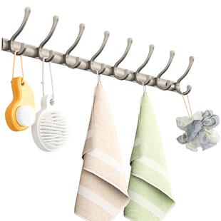 德力西枪灰免打孔挂衣钩壁挂墙上门后排钩进门挂衣架玄关衣服挂钩