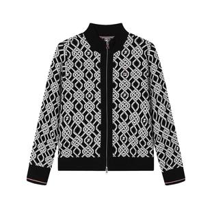 FILA 斐乐官方女士编织外套百搭春季满印时尚休闲小香风毛衣开衫