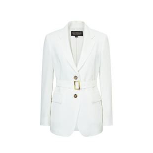 Scofield女装老钱风高腰腰带可调节亚麻感西装外套夏季西装