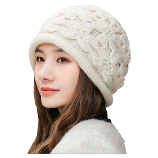 毛线帽子女士洋气秋冬季2025爆款保暖显脸小堆堆帽手工勾花针织帽