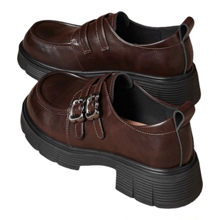 星期六厚底乐福鞋女2026新款春季复古英伦风双扣配裙子通勤小皮鞋