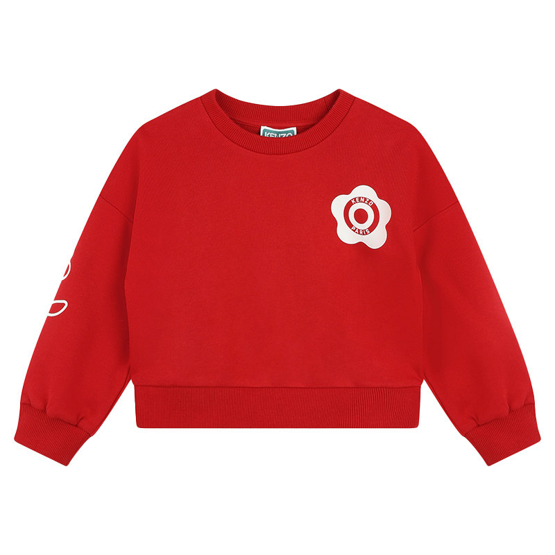 KENZO KIDS童装24秋冬新品儿童红色拉绒圆领休闲套头衫卫衣K60691