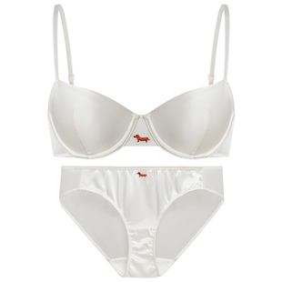 弗利少女重磅真丝内衣法式文胸软钢圈桑蚕丝刺绣小胸胸罩套装薄款