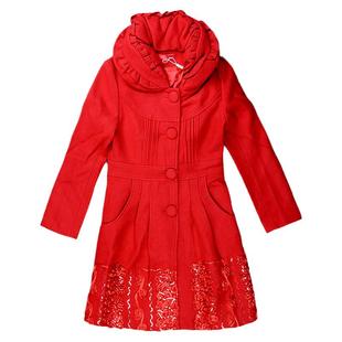 （捡漏s-2xl)壹美佳人2025秋冬季羊毛收腰显瘦红色羊绒大衣尾货