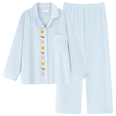 海岛绒睡衣女秋冬长袖维尼熊