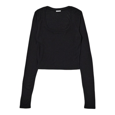MOUSSY 春季新品辣妹风纯色短款修身长袖T恤衫010IA180-3751