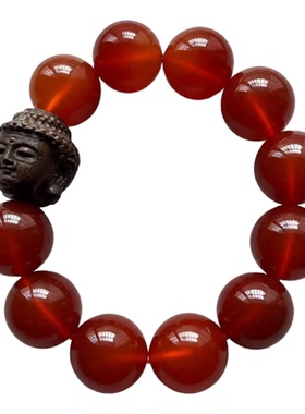 18毫米圆珠红玛瑙手链本命年手串