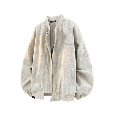 itfivecm麂皮衣夹克机车飞行外套