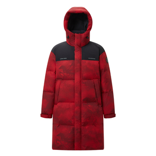 波司登2025新款冬季男士中长款连帽青年时尚运动新年红羽绒服