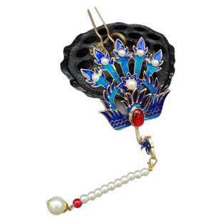 古风发冠汉服凤凰百搭发饰凤冠发簪U钗流苏古装步摇配饰烧蓝顶簪