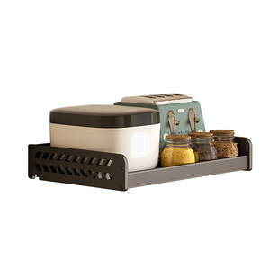 枪灰厨房调料置物架壁挂式免打孔25长20cm加宽多功能调味品收纳架