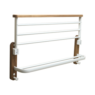 美拉德风黑胡桃木毛巾架卫生间浴室免打孔浴巾架高端卫浴置物架子