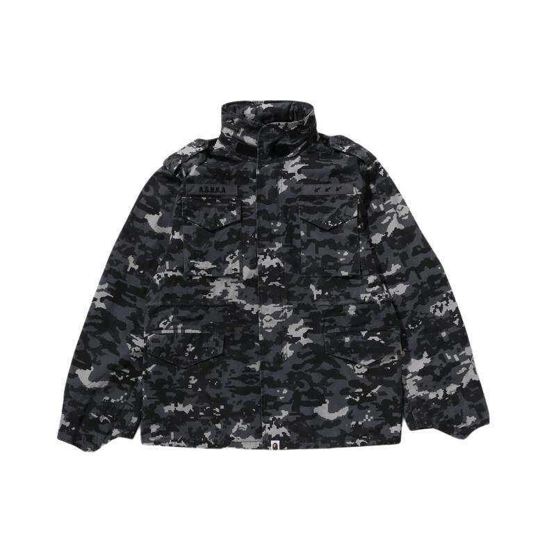 BAPE男装26年春夏满印像素迷彩M65军风可调节连帽夹克外套308401Q