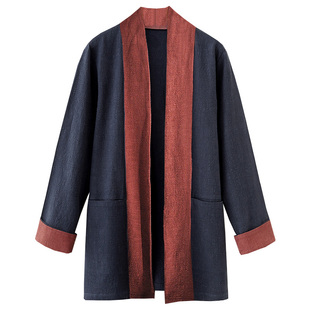 朴笙记原创宽松棉麻汉服男款加大码道服复古居士茶禅服中国风外套