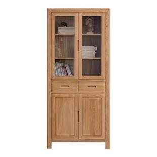 实木书柜多层置物柜北欧靠墙柜子客厅书橱橡木组合收纳柜