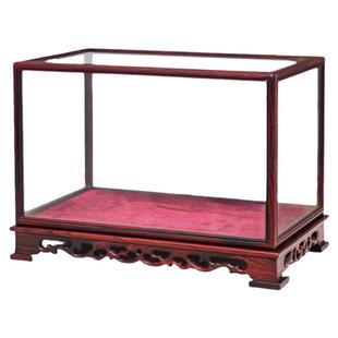 红酸枝红木玻璃罩子摆件工艺品底座佛像防尘罩花瓶文玩展示盒宝笼
