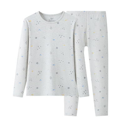 红豆青少年男100%棉抗菌内衣套装