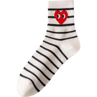 袜子女中筒袜春秋冬天季款爱心纯棉日系可爱ins潮川久长袜女士袜