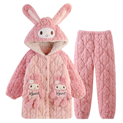 女童珊瑚绒睡衣秋冬款