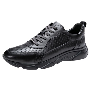 马内尔商场同款休闲鞋早春新款黑色圆头厚底系带男鞋M13073