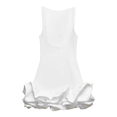 柜货！无袖蓬蓬花苞小白裙