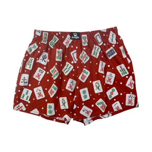 马年麻将内裤本命年阿罗裤男红色纯棉大码短底裤衩宽松平四角结婚