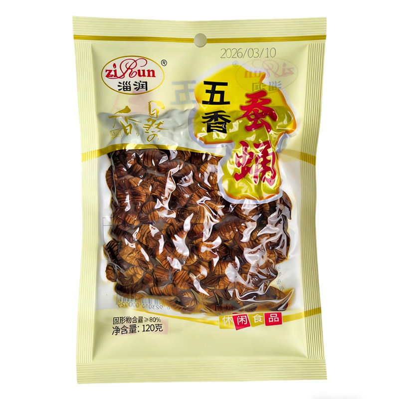 淄润水煮五香味蚕蛹120g开袋即食