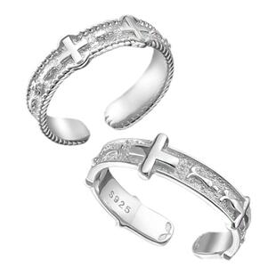 DOACH 承诺纯银十字架情侣戒指小众设计高级感食指戒时尚个性对戒