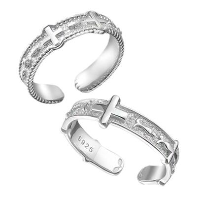 DOACH十字架情侣纯银戒指