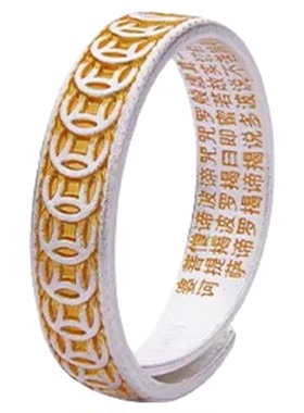 足银9999描金满财钱币戒指女