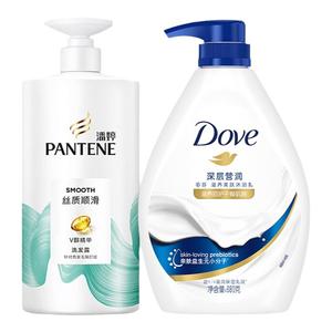 潘婷洗发水多芬沐浴露二合一套装持久留香修护柔顺洗头膏正品牌店