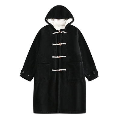 阿于呆中长款牛角扣毛衣大衣保暖