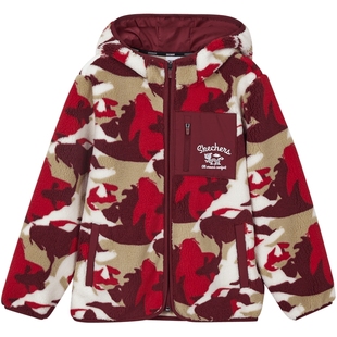 斯凯奇outlets童装商场同款男童羊羔绒连帽外套冬季保暖新年锦鲤