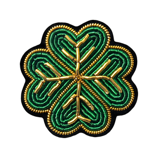 原创设计印度丝手工刺绣胸针高档精致幸运四叶草别针配饰徽章饰品