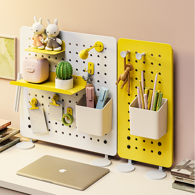 桌面立式洞洞板免打孔置物架工位学习书桌收纳架金属办公桌上书架