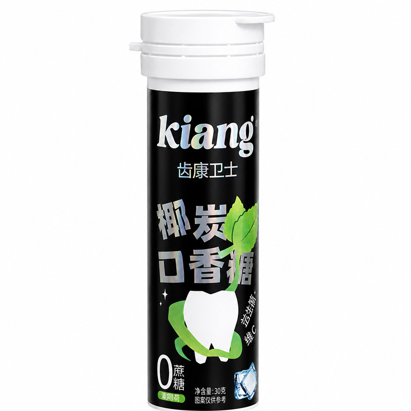 Kiang椰炭无糖薄荷口香糖去口臭持久留香清新口气椰碳糖果接吻糖
