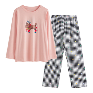 康妮雅睡衣女春秋款纯棉长袖长裤秋季2026新款全棉家居服套装