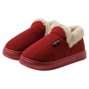 厚底棉拖鞋女款秋冬季居家室内防滑保暖舒适毛绒老人加厚妈妈棉鞋