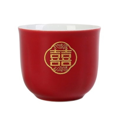 德欣2025新款结婚红色茶杯套装