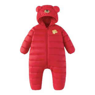 巴拉巴拉婴儿羽绒服连体衣红色外出服宝宝衣服新年儿童冬装童装小