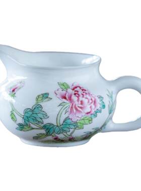 陶瓷公道杯手绘粉彩花鸟茶海茶器