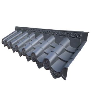 树脂瓦片屋顶建筑用瓦仿古屋檐PVC瓦滴水檐仿古瓦塑料门头围墙瓦