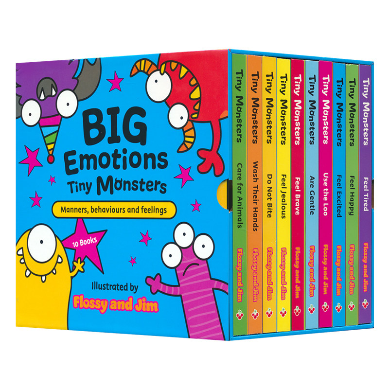 Big Emotions Tiny Monsters 大情绪小怪物 英文故事绘本 纸板书 10册 精美盒装  礼仪教育 行为情绪 幼儿认知启蒙  英文原版