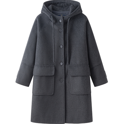 东京岁时记学院风灰色呢子大衣